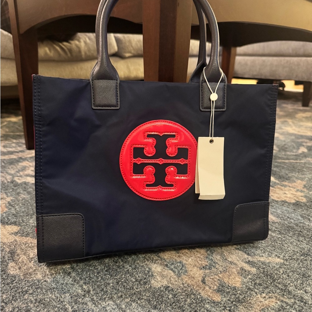 Tory Burch Black and Red Logo Tote - Picture 11 of 15